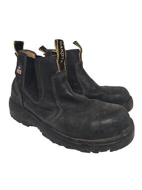 Dakota Men's 6" Pull-On Aluminum Toe Safety Work Boots 6101 Black Size 9M